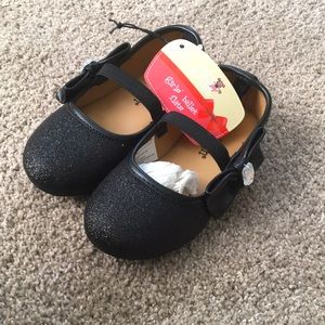Black Glitter Ballet Shoes with Bow